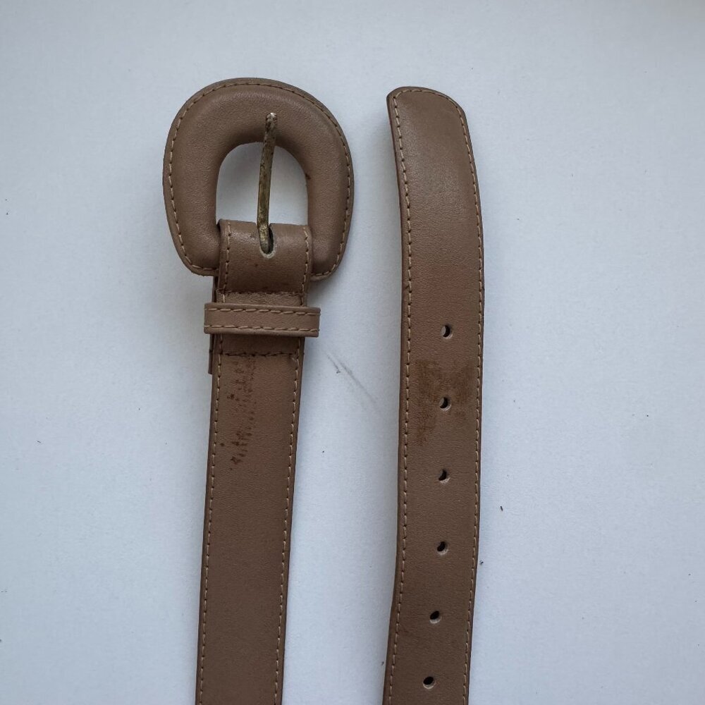 Vintage Genuine Leather Belt Tan XL Minimal Buckle